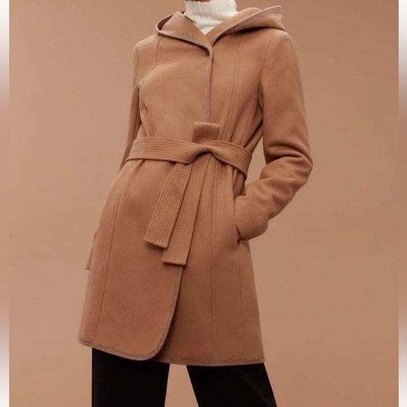 Wilfred Aritzia Borda Wool Hooded Coat in classic Deep Camel/ Tan - Picture 4 of 5